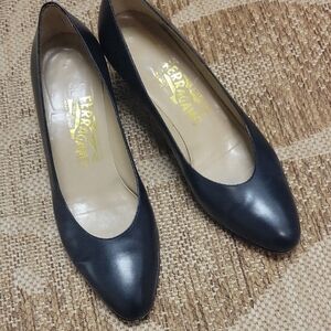 Salvatore Ferragamo Women's Dark Blue Leather Shoes